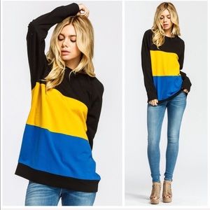 NEW Colorblock Women's Top - Black, Yellow, and Blue